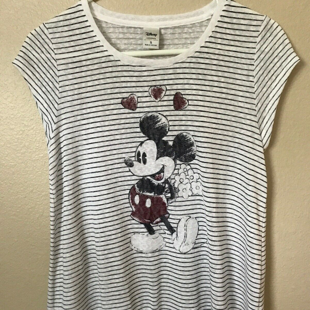 Lc Lauren Conrad Disney Stripes Mickey Mouse Tee S